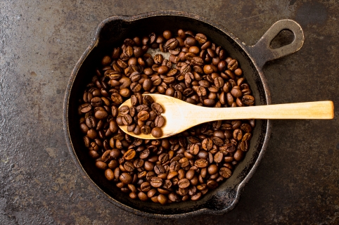 Roasting Coffee Beans on a Pan at Home